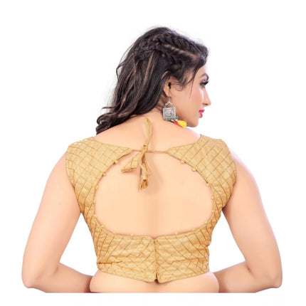 Rosolly Women's Satin Embroidery Readymade Blouse (Beige, Size: Free Size)