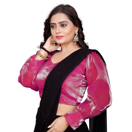 Rosolly Women's Organza Plain Readymade Blouse (Pink, Size: Free Size)