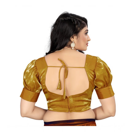 Rosolly Women's Organza Plain Readymade Blouse (Metalic Gold, Size: Free Size)