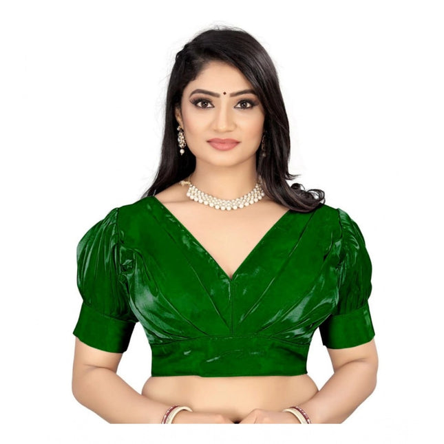 Rosolly Women's Organza Plain Readymade Blouse (Green, Size: Free Size)
