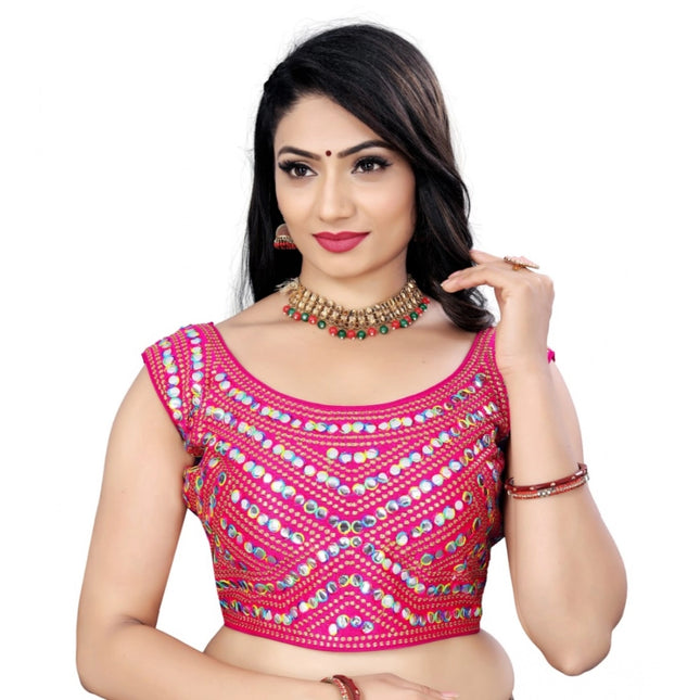Rosolly Women's Phantom Paper Mirror Readymade Blouse (Pink, Size: Free Size)