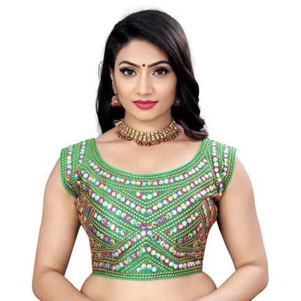 Rosolly Women's Phantom Paper Mirror Readymade Blouse (Green, Size: Free Size)