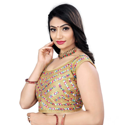 Rosolly Women's Phantom Paper Mirror Readymade Blouse (Beige, Size: Free Size)