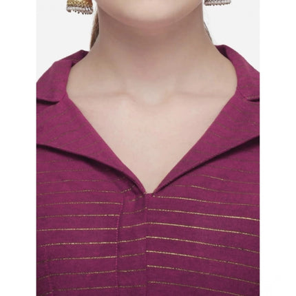 Rosolly Women's Cotton Striped Readymade Blouse (Magenta, Size: Free Size)