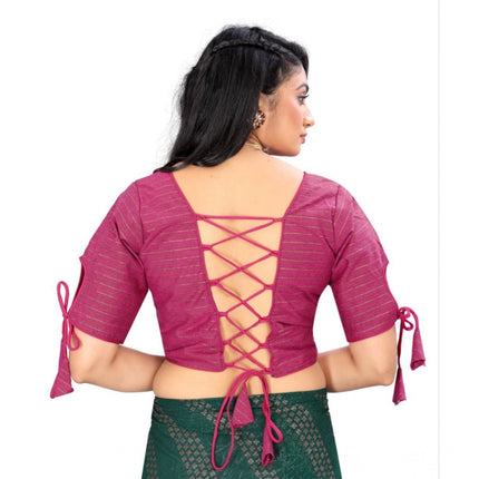 Rosolly Women's Cotton Thread Work Readymade Blouse (Barbie Pink, Size: Free Size)