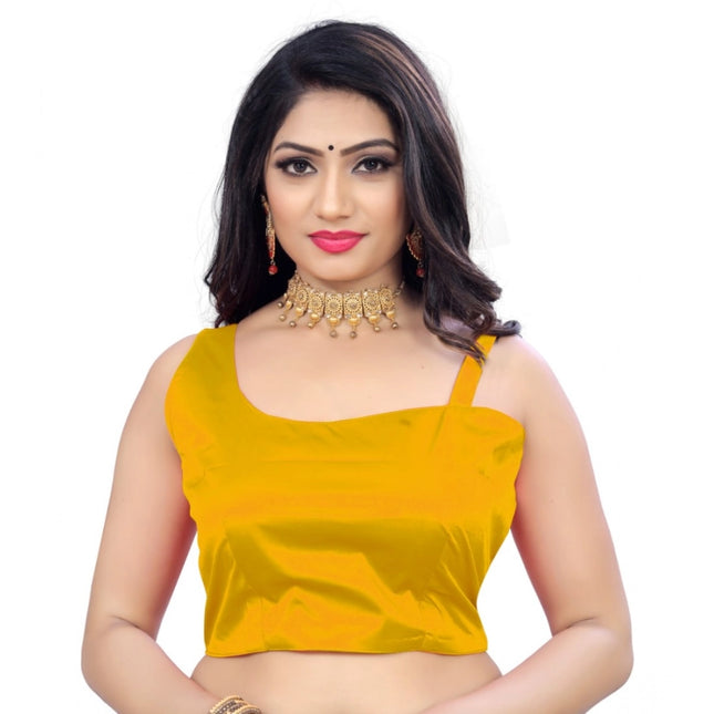 Rosolly Women's Satin Satin Readymade Blouse (Mustard, Size: Free Size)