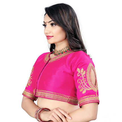 Rosolly Women's Phantom Embroidery Readymade Blouse (Pink, Size: Free Size)