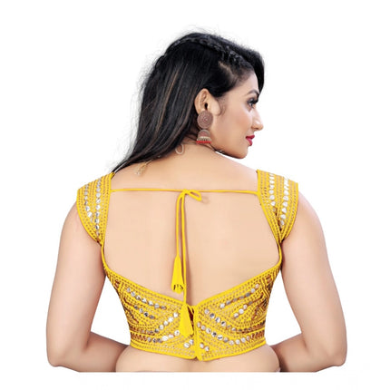 Rosolly Women's Phantom Embroidery Readymade Blouse (Yellow, Size: Free Size)