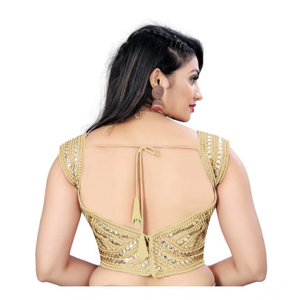 Rosolly Women's Phantom Embroidery Readymade Blouse (Beige, Size: Free Size)