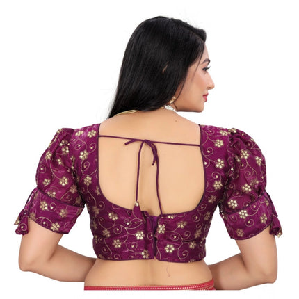 Rosolly Women's Jimmy Choo Embroidery Readymade Blouse (Purple, Size: Free Size)