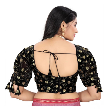 Rosolly Women's Jimmy Choo Embroidery Readymade Blouse (Black, Size: Free Size)