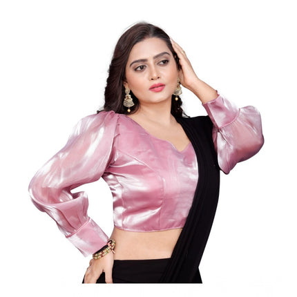 Rosolly Women's Organza Plain Readymade Blouse (Baby Pink, Size: Free Size)