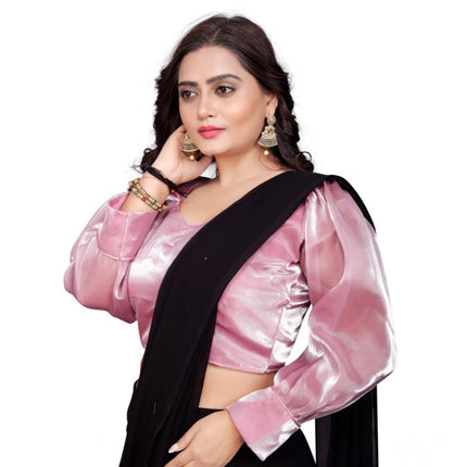 Rosolly Women's Organza Plain Readymade Blouse (Baby Pink, Size: Free Size)