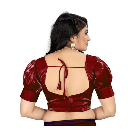 Rosolly Women's Organza Plain Readymade Blouse (Maroon, Size: Free Size)