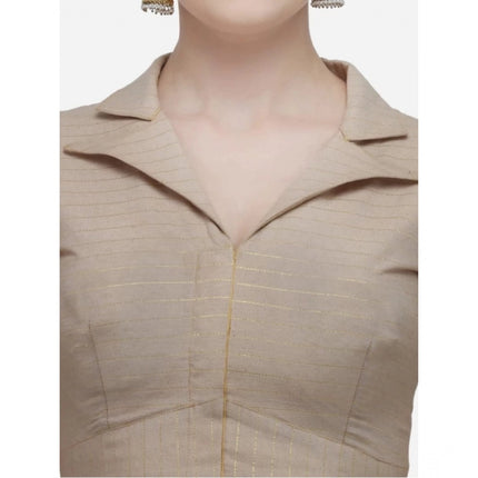 Rosolly Women's Cotton Striped Readymade Blouse (Beige, Size: Free Size)