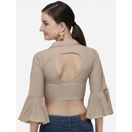 Rosolly Women's Cotton Striped Readymade Blouse (Beige, Size: Free Size)