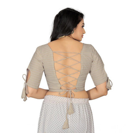 Rosolly Women's Cotton Thread Work Readymade Blouse (Cream, Size: Free Size)