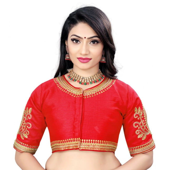 Rosolly Women's Phantom Embroidery Readymade Blouse (Red, Size: Free Size)