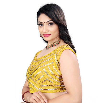 Rosolly Women's Phantom Embroidery Readymade Blouse (Yellow, Size: Free Size)