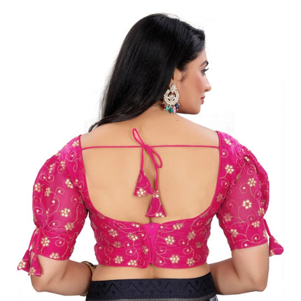 Rosolly Women's Jimmy Choo Embroidery Readymade Blouse (Pink, Size: Free Size)