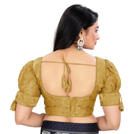 Rosolly Women's Jimmy Choo Embroidery Readymade Blouse (Gold, Size: Free Size)
