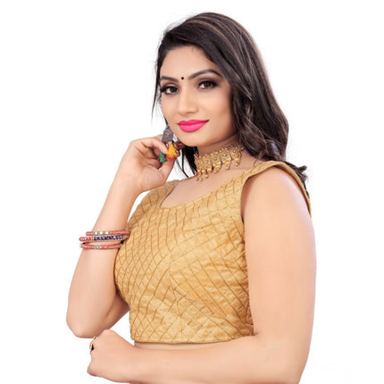 Rosolly Women's Satin Embroidery Readymade Blouse (Beige, Size: Free Size)