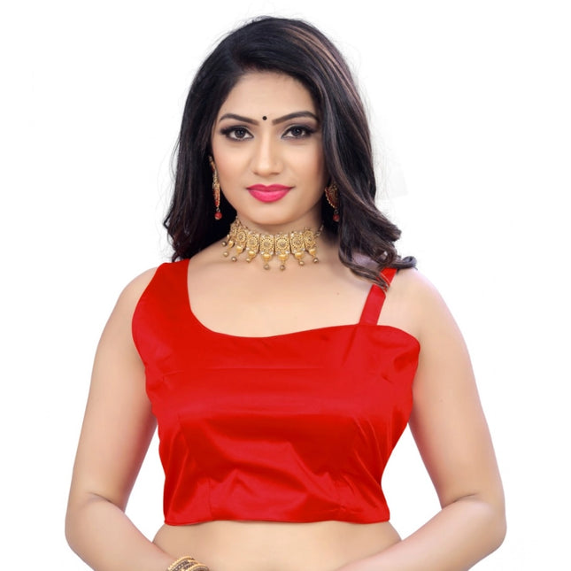 Rosolly Women's Satin Satin Readymade Blouse (Red, Size: Free Size)