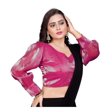 Rosolly Women's Organza Plain Readymade Blouse (Pink, Size: Free Size)