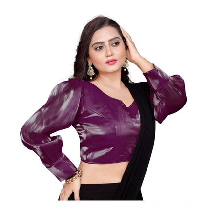 Rosolly Women's Organza Plain Readymade Blouse (Magenta, Size: Free Size)