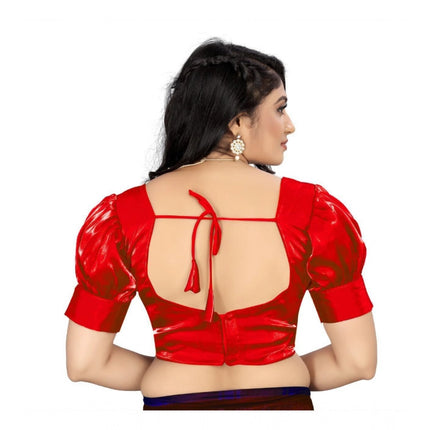 Rosolly Women's Organza Plain Readymade Blouse (Red, Size: Free Size)