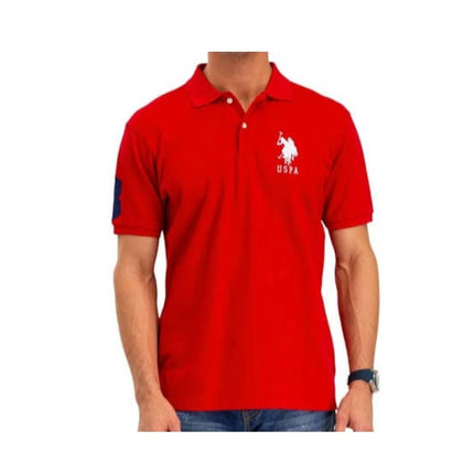 Rosolly Men'sÂ Casual Half sleeve SolidÂ Cotton Polo Neck T-shirt (Red)