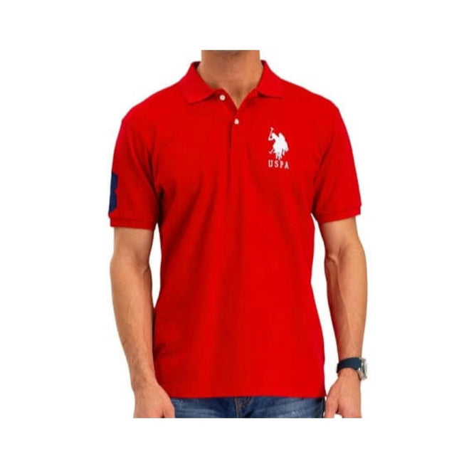 Rosolly Men'sÂ Casual Half sleeve SolidÂ Cotton Polo Neck T-shirt (Red)