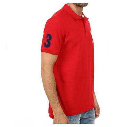 Rosolly Men'sÂ Casual Half sleeve SolidÂ Cotton Polo Neck T-shirt (Red)
