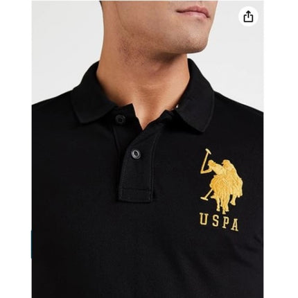 Rosolly Men'sÂ Casual Half sleeve SolidÂ Cotton Polo Neck T-shirt (Black)