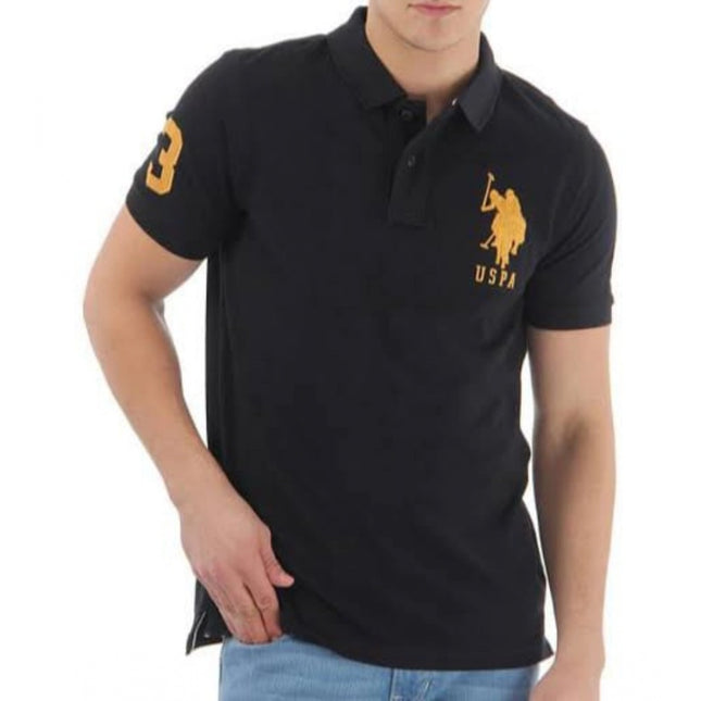Rosolly Men'sÂ Casual Half sleeve SolidÂ Cotton Polo Neck T-shirt (Black)