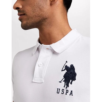 Rosolly Men'sÂ Casual Half sleeve SolidÂ Cotton Polo Neck T-shirt (White)