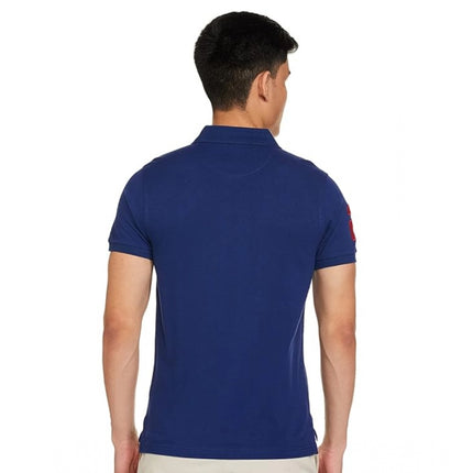 Rosolly Men'sÂ Casual Half sleeve SolidÂ Cotton Polo Neck T-shirt (Dark Blue)