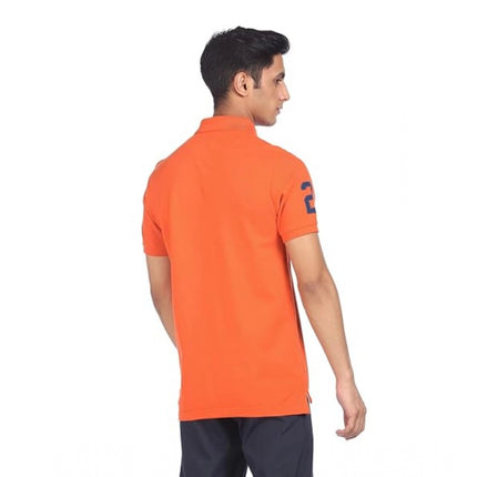 Rosolly Men'sÂ Casual Half sleeve SolidÂ Cotton Polo Neck T-shirt (Orange)