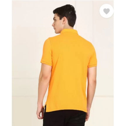 Rosolly Men'sÂ Casual Half sleeve SolidÂ Cotton Polo Neck T-shirt (Yellow)