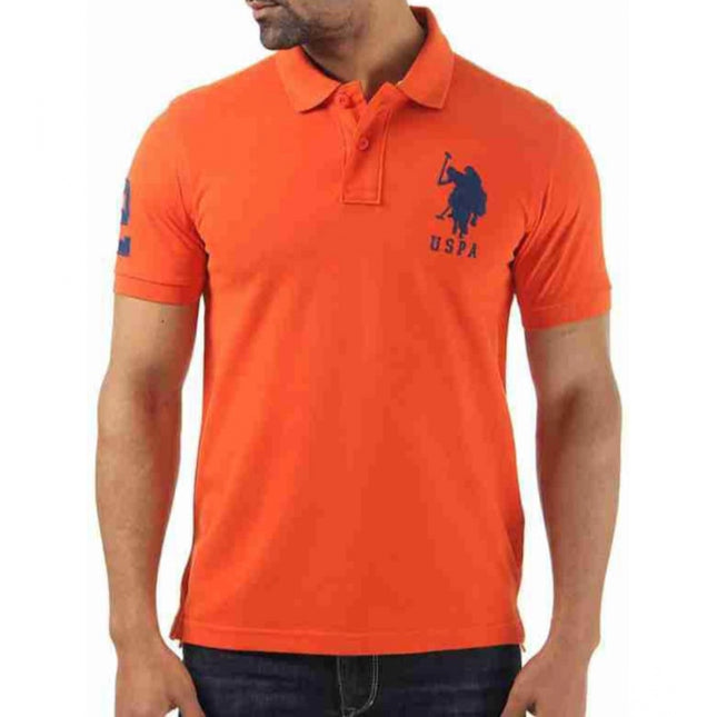 Rosolly Men'sÂ Casual Half sleeve SolidÂ Cotton Polo Neck T-shirt (Orange)