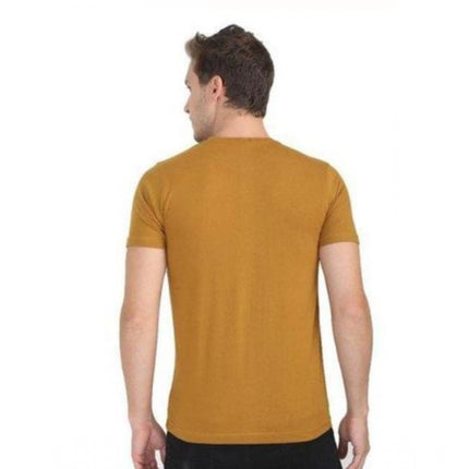 Rosolly Men'sÂ Casual Short Sleeves Cotton Round Neck T-shirt (Mustard)