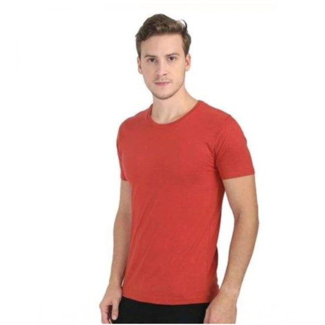 Rosolly Men'sÂ Casual Short Sleeves Cotton Round Neck T-shirt (Red)