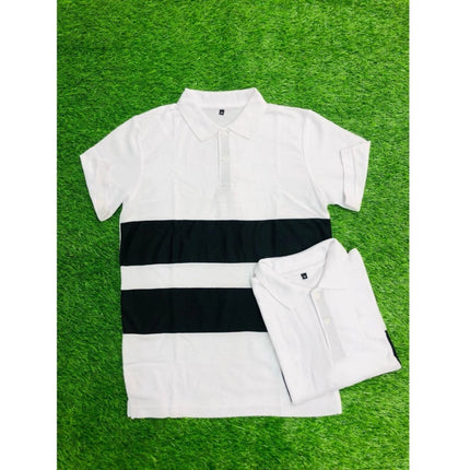 Rosolly Men'sÂ Casual Short Sleeves Cotton Polo Neck T-shirt (White)