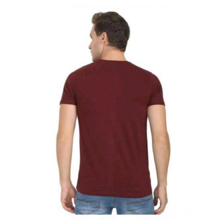 Rosolly Men'sÂ Casual Short Sleeves Cotton Round Neck T-shirt (Maroon)