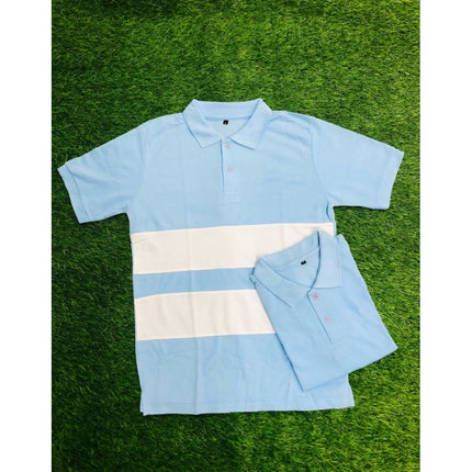 Rosolly Men'sÂ Casual Short Sleeves Cotton Polo Neck T-shirt (Aqua Blue)