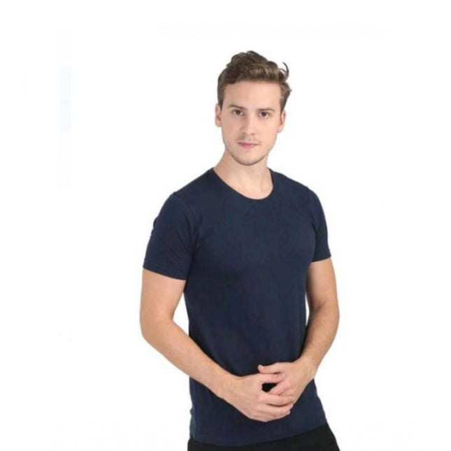 Rosolly Men'sÂ Casual Short Sleeves Cotton Round Neck T-shirt (Navy blue)