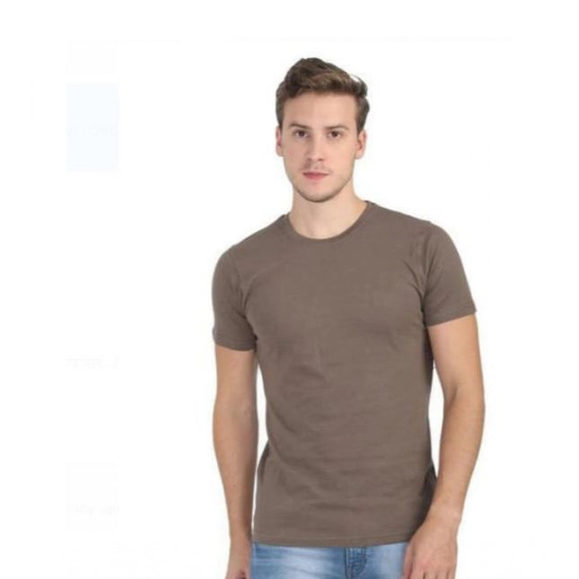 Rosolly Men'sÂ Casual Short Sleeves Cotton Round Neck T-shirt (Khaki)