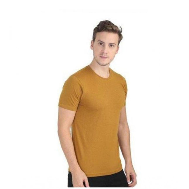 Rosolly Men'sÂ Casual Short Sleeves Cotton Round Neck T-shirt (Mustard)