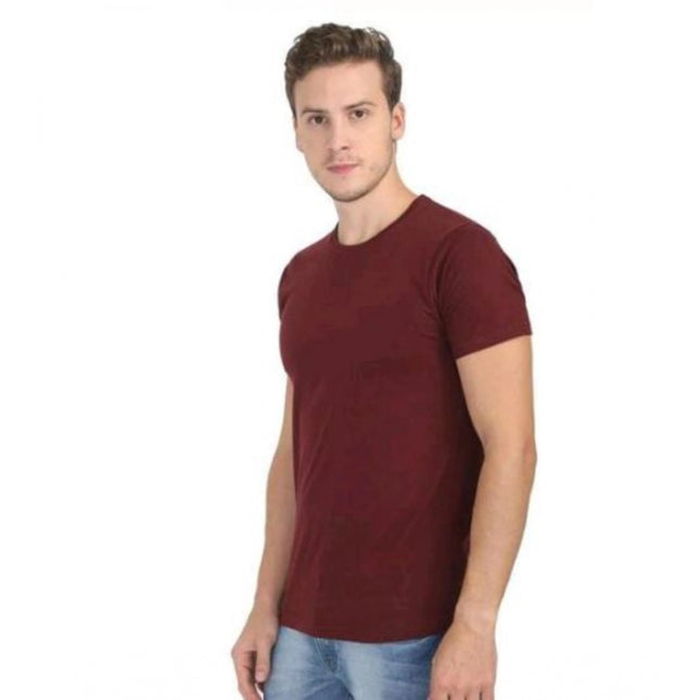 Rosolly Men'sÂ Casual Short Sleeves Cotton Round Neck T-shirt (Maroon)