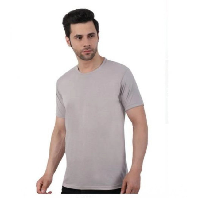 Rosolly Men'sÂ Casual Short Sleeves Cotton Round Neck T-shirt (Grey)